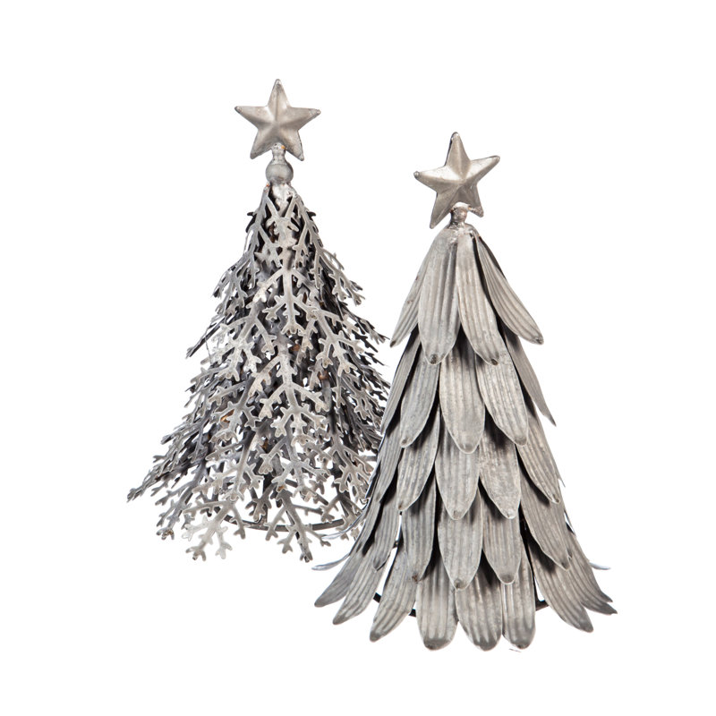 The Holiday Aisle 2 Piece Metal Christmas Tree Set & Reviews Wayfair